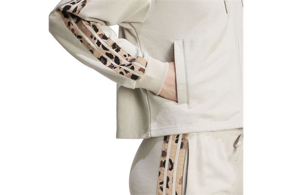 Felpa con cappuccio a 3 strisce in French Terry con stampa animalier e zip intera Adidas donna ADIDAS | Felpe | JM1860-