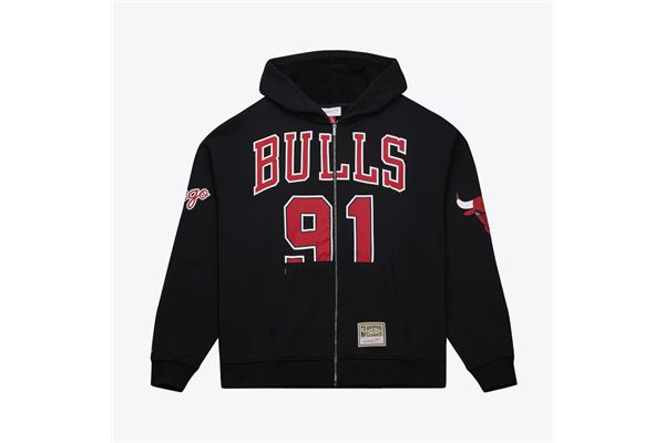 Felpa con cappuccio Mitchell & Ness Dennis Rodman Black Hardwood Classics Maxxed Out Full-Zip Hoodie MITCHELL&NESS | Felpe | TH11280CBUBLCK