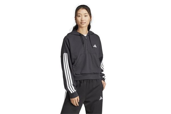 Felpa Adidas con cappuccio Essentials 3-Stripes French Terry Quarter-Zip donna ADIDAS | Felpe | JN1956-