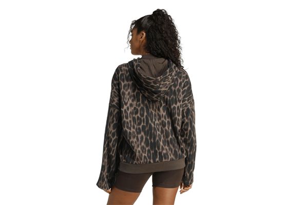 Felpa con cappuccio in French Terry a stampa leopardata con 3-strisce Essential Adidas donna ADIDAS | Felpe | KH0293-