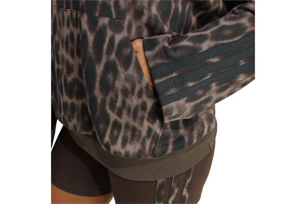 Felpa con cappuccio in French Terry a stampa leopardata con 3-strisce Essential Adidas donna ADIDAS | Felpe | KH0293-
