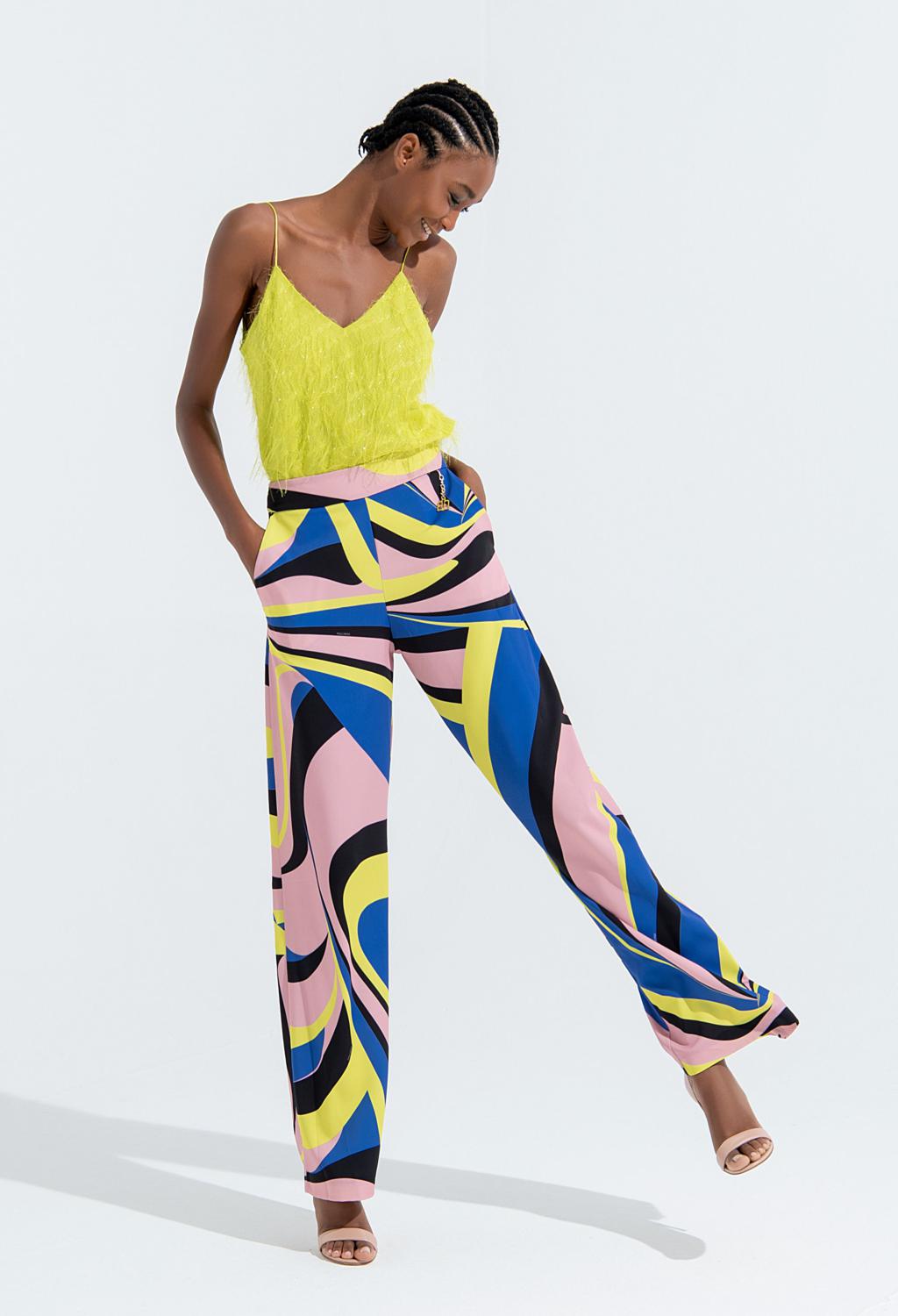 pantalone a palazzo a fantasia - fracomina - AnyAnyLuxury