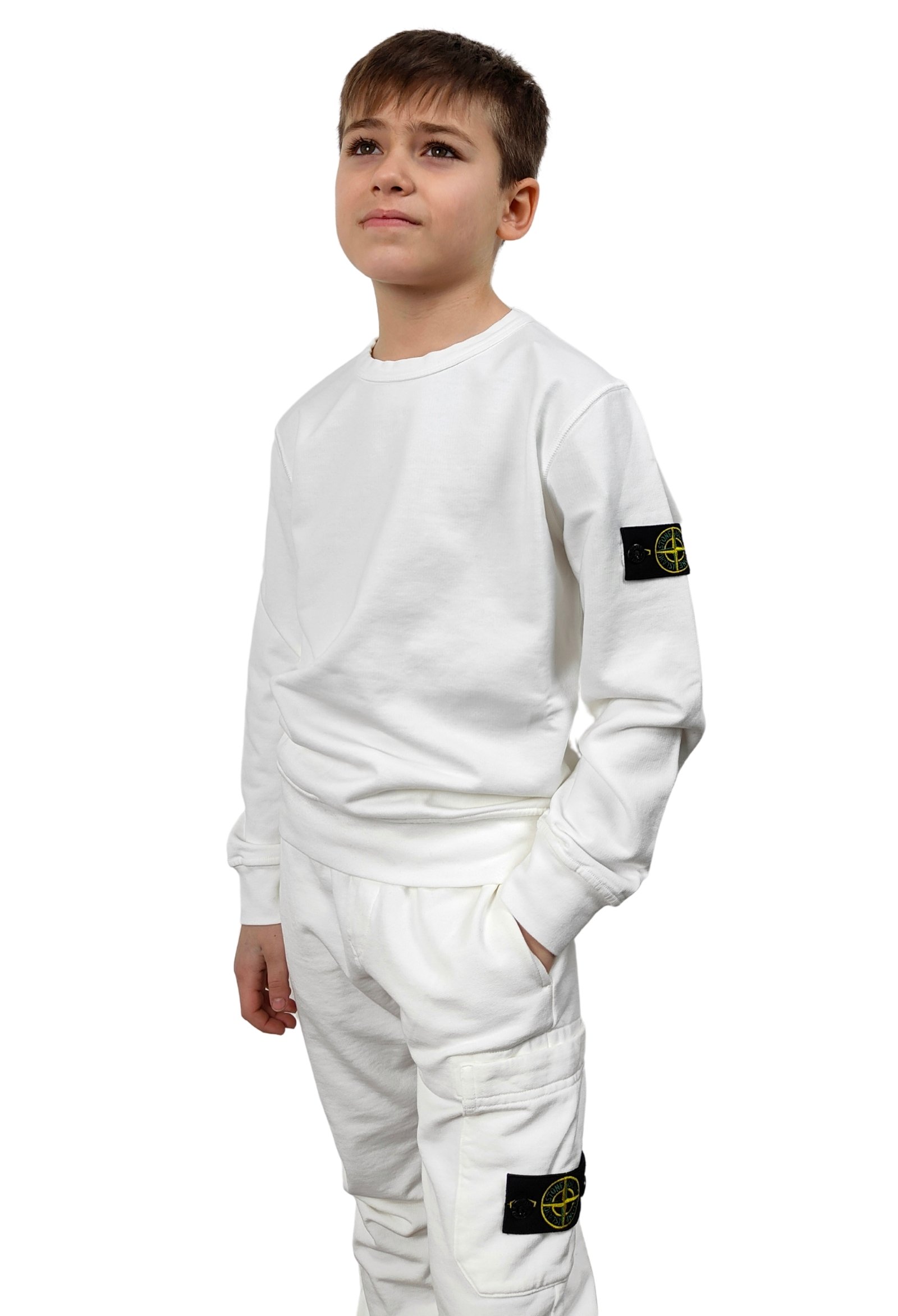felpa basic girocollo bianca - stone island - AnyAnyLuxury