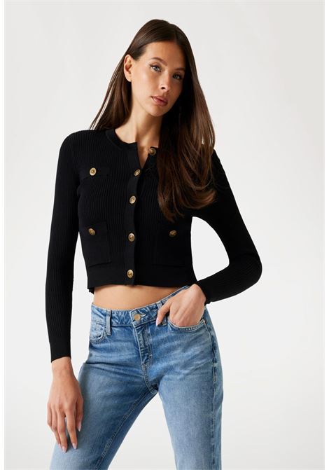 Cardigan nero GUESS | Maglieria & Felpe | W5YR09Z0130JBLK