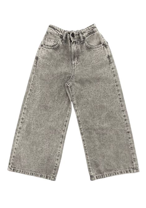 jeans palazzp con strass LULU | Pantaloni | LL3838GRIGIO