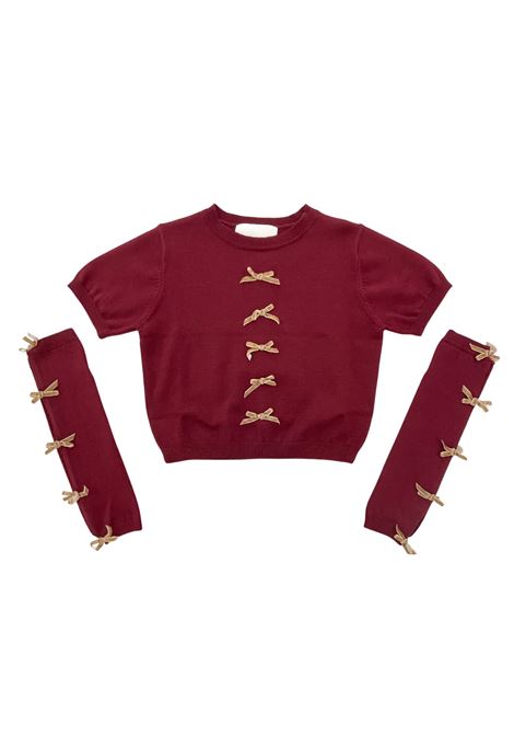 t-shirt con manicotti LULU | T-shirt | LL3888BORDO