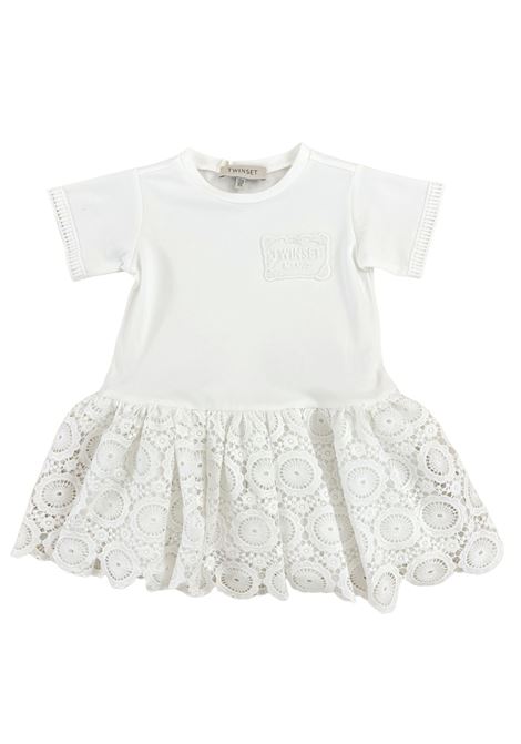 abito con gonna in pizzo twinset | Abiti & Tute | GB2012WHI