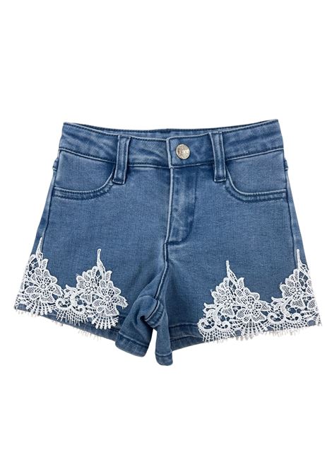 short in denim con dettagli in pizzo twinset | Gonna & Shorts | GB2032DE