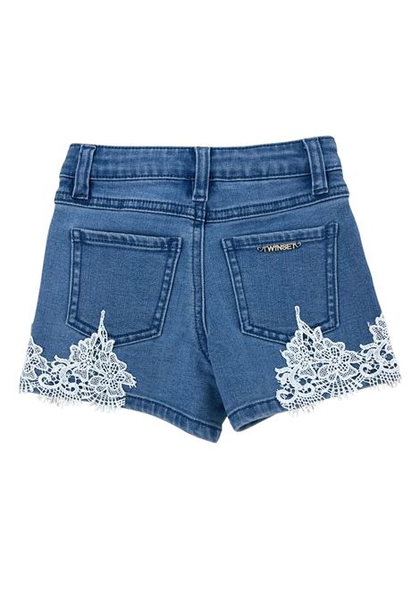 short in denim con dettagli in pizzo twinset | Gonna & Shorts | GB2032DE