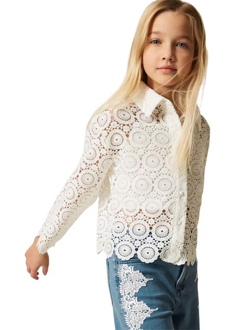 camicia in pizzo macramè twinset | Camicie | GJ2Q25WHI