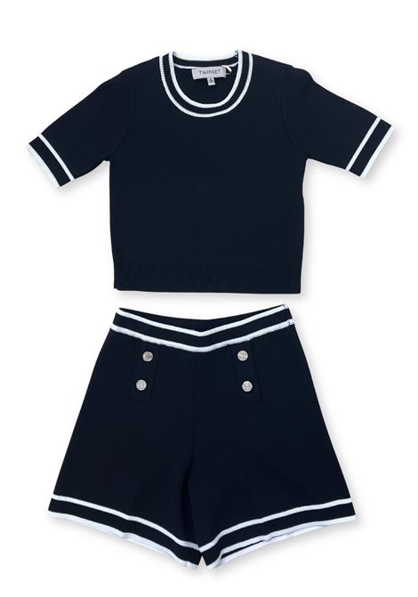 Maglia e shorts in maglia con bordature twinset | Completi | GJ307011656