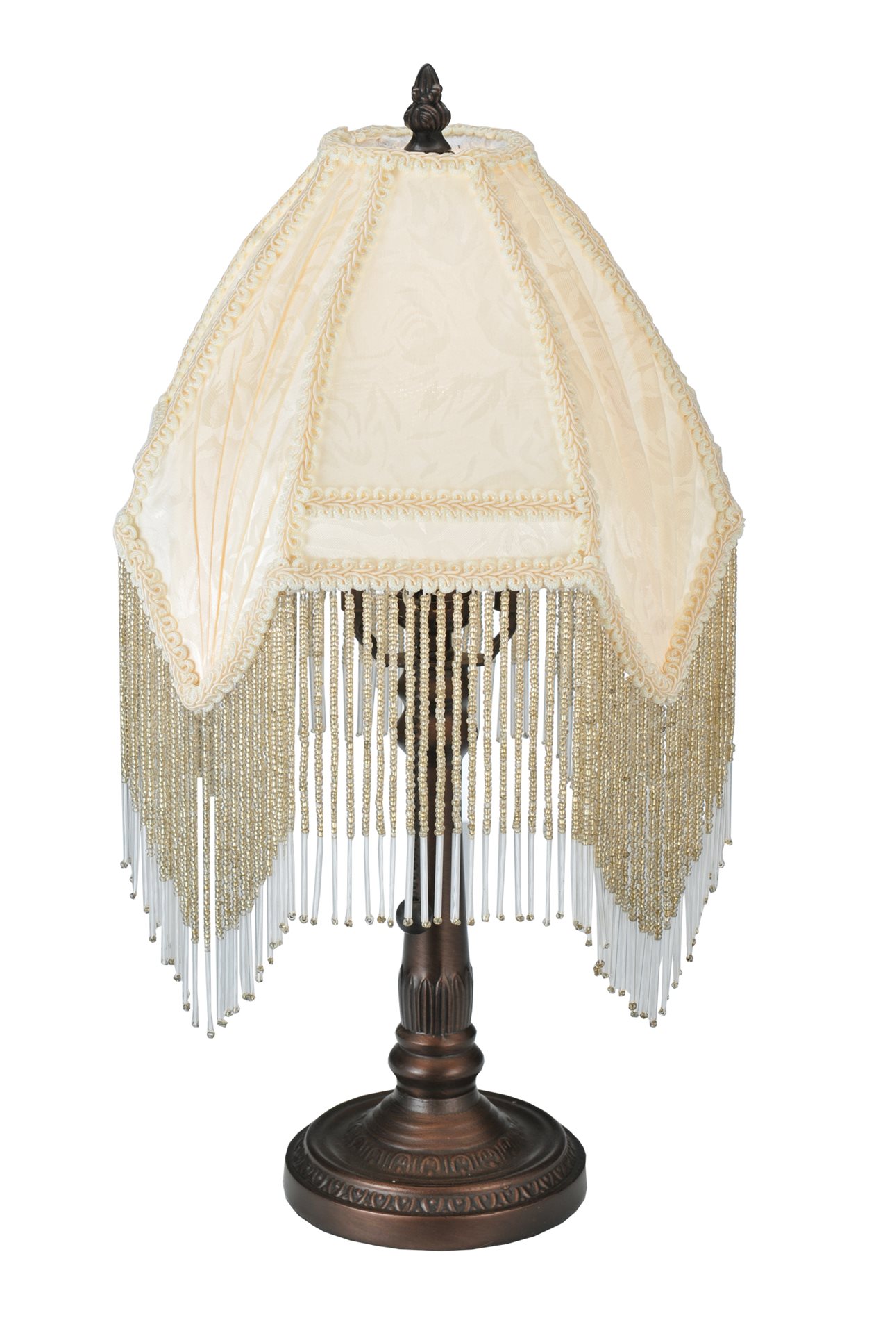 Meyda Tiffany Arabesque Mahogany Bronze Victorian Style Fabric Table