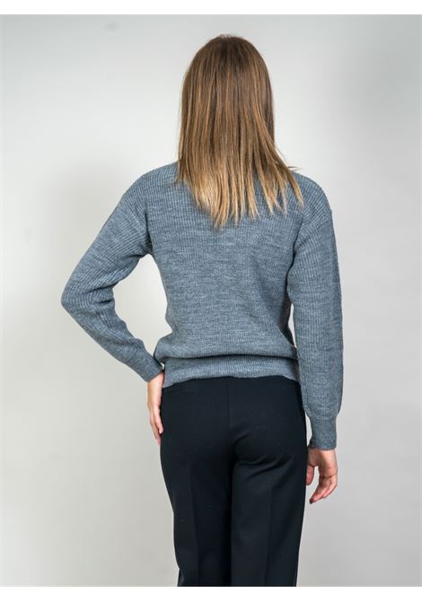 maglia grigio scollo V con pizzo GABARDINE | 186/20GRIGIO