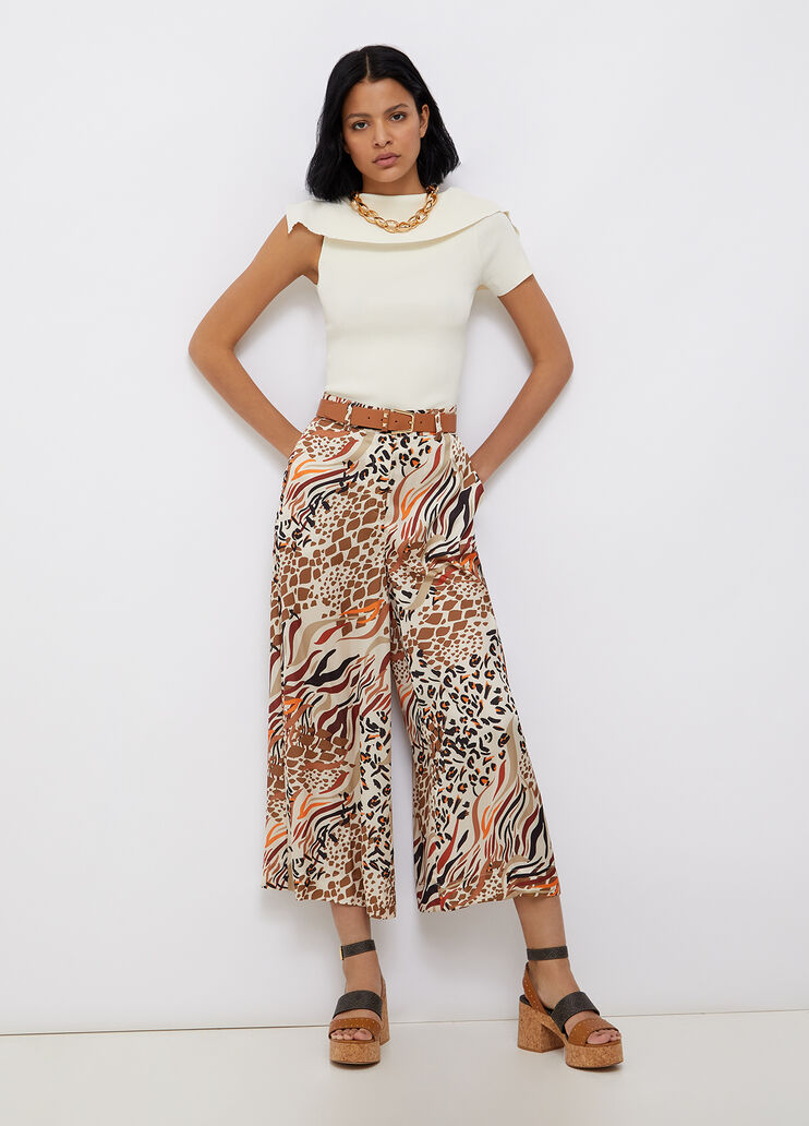 Pantaloni cropped in raso stretch - LIUJO - Audha