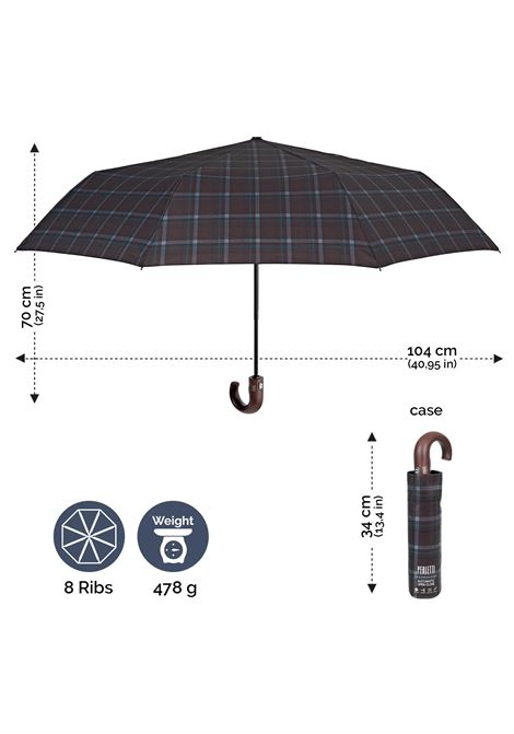 Ombrello Technology Apri e Chiudi Tartan con Manico Curvo PERLETTI | PL.21792BLU