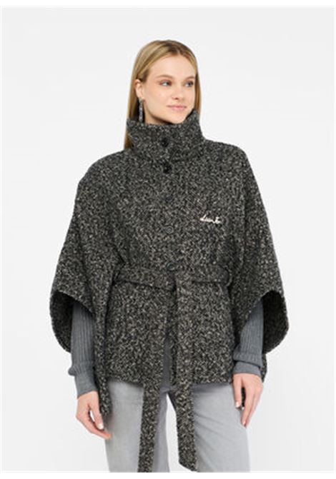 Poncho con cintura Nero spigato LIUJO | 2F5025T030000128