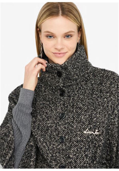 Poncho con cintura Nero spigato LIUJO | 2F5025T030000128