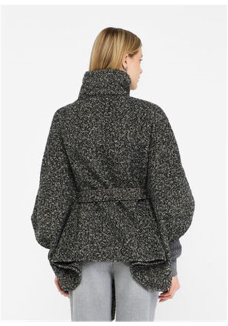 Poncho con cintura Nero spigato LIUJO | 2F5025T030000128