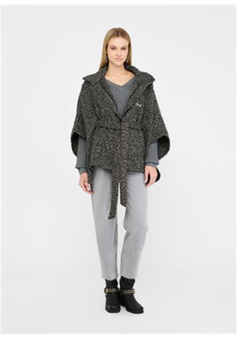 Poncho con cintura Nero spigato LIUJO | 2F5025T030000128