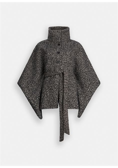 Poncho con cintura Nero spigato LIUJO | 2F5025T030000128