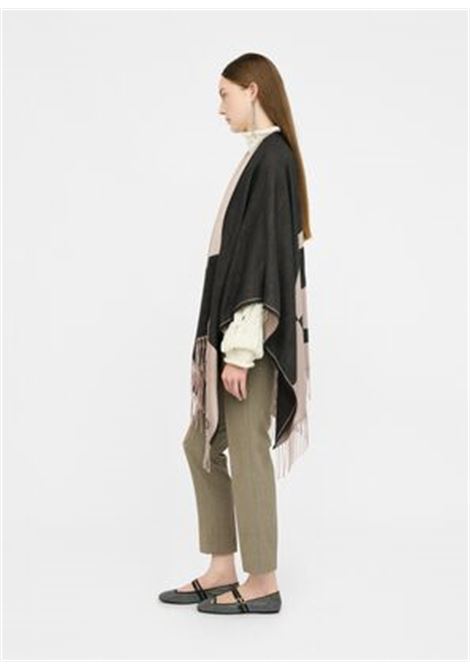 Poncho con logo e frange Nero cipriato LIUJO | 2F5031T030022222