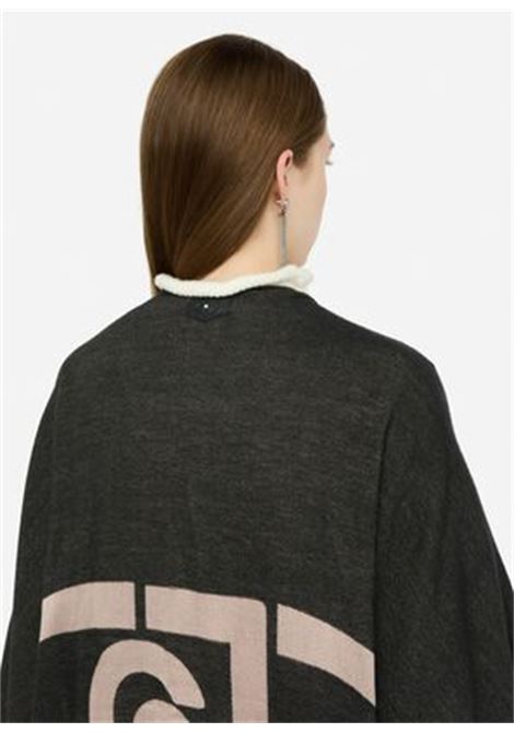 Poncho con logo e frange Nero cipriato LIUJO | 2F5031T030022222