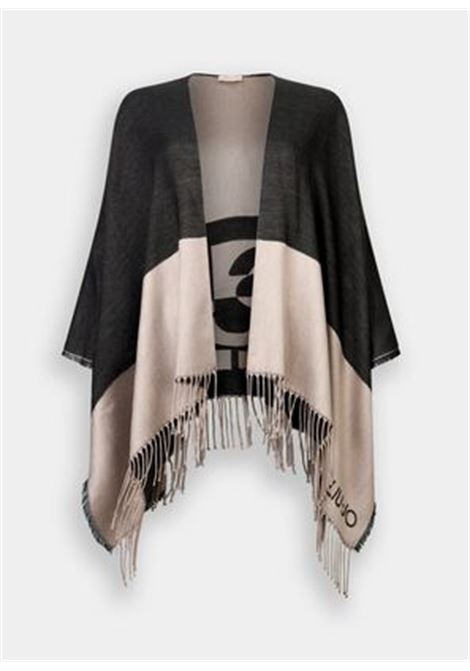 Poncho con logo e frange Nero cipriato LIUJO | 2F5031T030022222