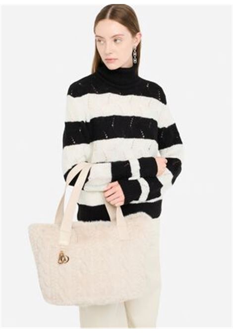 Borsa hobo grande in pelliccia sintetica Neutro LIUJO | AF5154E030551308