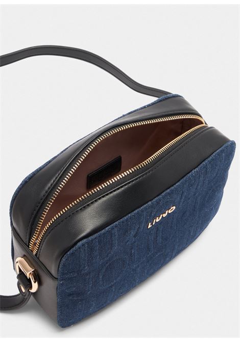 Borsa a tracolla media in denim Nero e blu denim LIUJO | AF5159D000194024