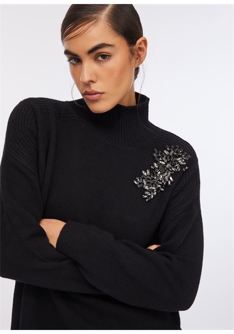 Maglia 100% lana con ricami gioiello LIUJO | MF5059MS009T9562