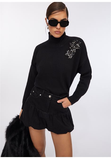 Maglia 100% lana con ricami gioiello LIUJO | MF5059MS009T9562