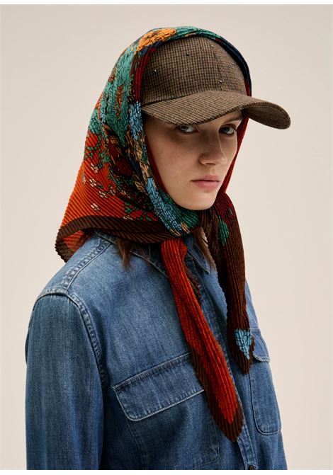 FOULARD AMPIO FIORI PLISSE ARANCIO NALì | BOSC0166ARANCIO