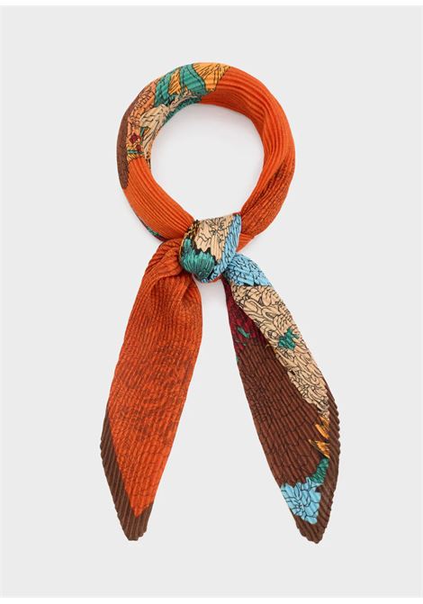 FOULARD AMPIO FIORI PLISSE ARANCIO NALì | BOSC0166ARANCIO