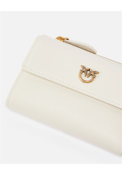 Piccolo portafoglio compatto in pelle liscia con logo PINKO | 103612 A0F1Z14Q