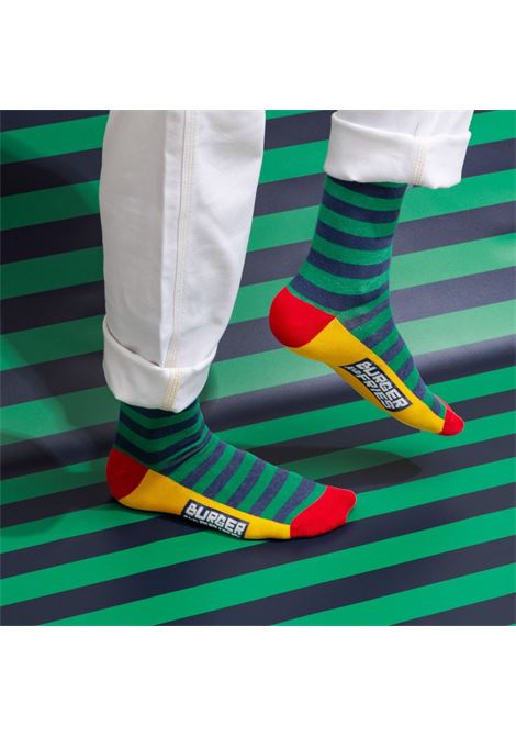 STRIPES SOCKSVERDE INGLESE/NAVY BLUE SOCKS BURGER AND FRIES | BF12025007