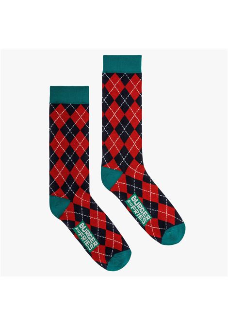 ARGYLE SOCKS NAVY BLUE / ROSSO FUOCO SOCKS BURGER AND FRIES | BF12100730