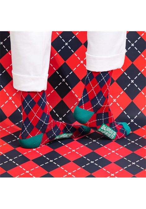 ARGYLE SOCKS NAVY BLUE / ROSSO FUOCO SOCKS BURGER AND FRIES | BF12100730