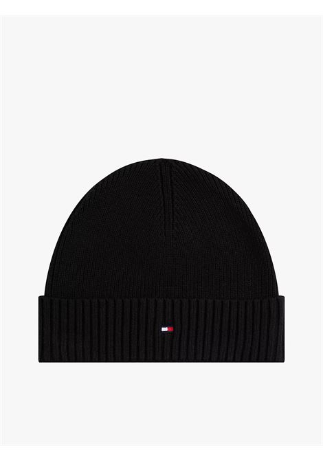 Berretto con cashmere e bandierina ricamata Nero TOMMY HILFIGER | AM0AM12796BDS