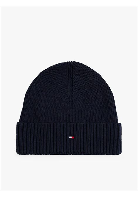 Berretto con cashmere e bandierina ricamata Blu navy TOMMY HILFIGER | AM0AM12796DW6
