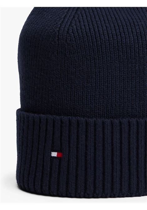 Berretto con cashmere e bandierina ricamata Blu navy TOMMY HILFIGER | AM0AM12796DW6