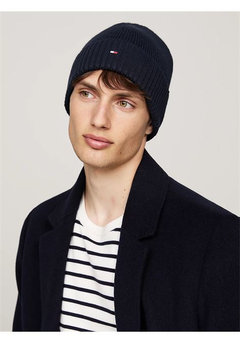 Berretto con cashmere e bandierina ricamata Blu navy TOMMY HILFIGER | AM0AM12796DW6