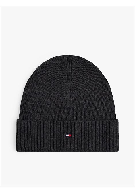 Berretto con cashmere e bandierina ricamata Antracite TOMMY HILFIGER | AM0AM12796PA7