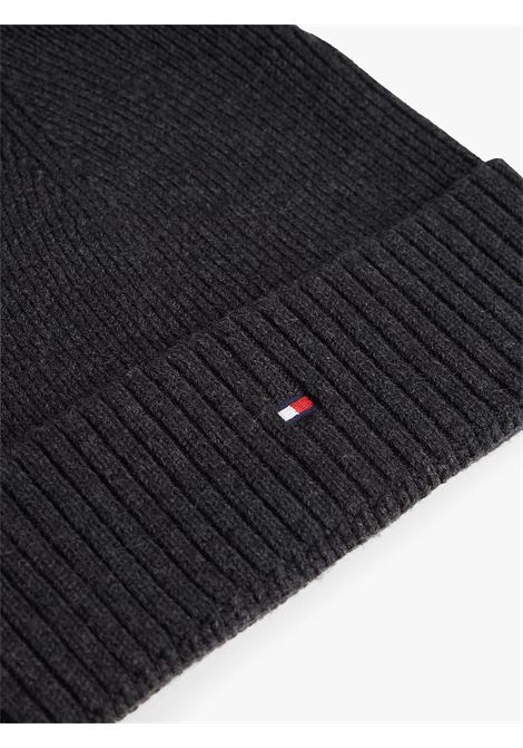 Berretto con cashmere e bandierina ricamata Antracite TOMMY HILFIGER | AM0AM12796PA7