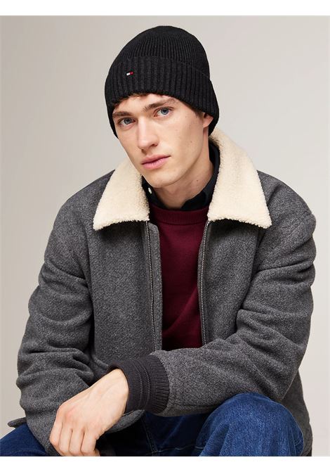 Berretto con cashmere e bandierina ricamata Antracite TOMMY HILFIGER | AM0AM12796PA7