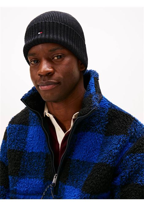 Berretto con cashmere e bandierina ricamata Antracite TOMMY HILFIGER | AM0AM12796PA7