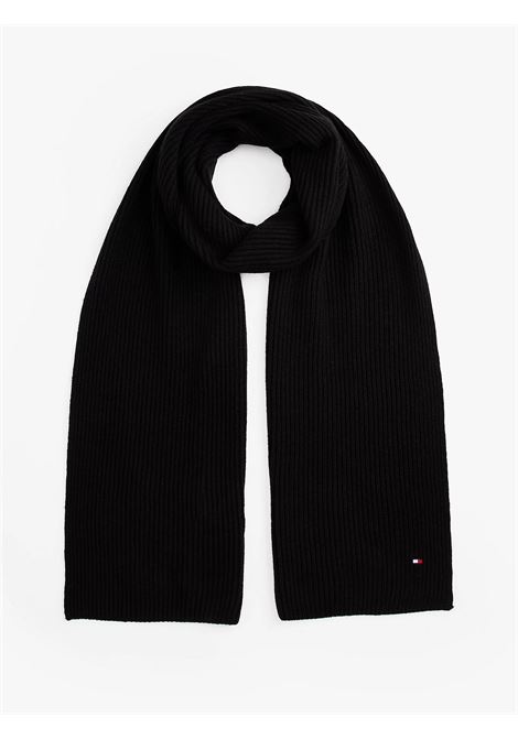 Sciarpa a coste con bandierina ricamata Nero TOMMY HILFIGER | AM0AM12847BDS