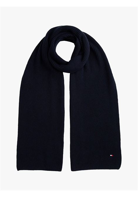 Sciarpa a coste con bandierina ricamata Blu navy TOMMY HILFIGER | AM0AM12847DW6