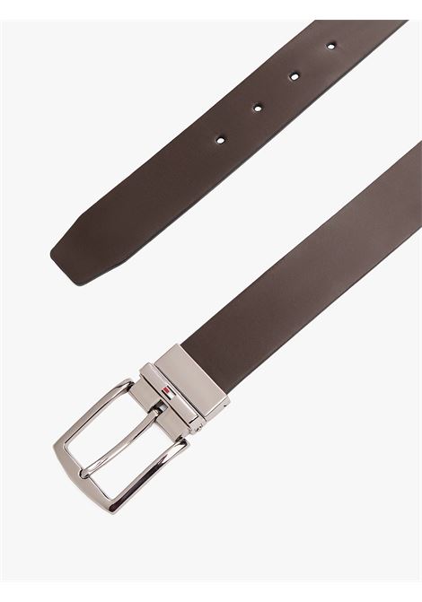 Cintura reversibile Denton in pelle nero - moro