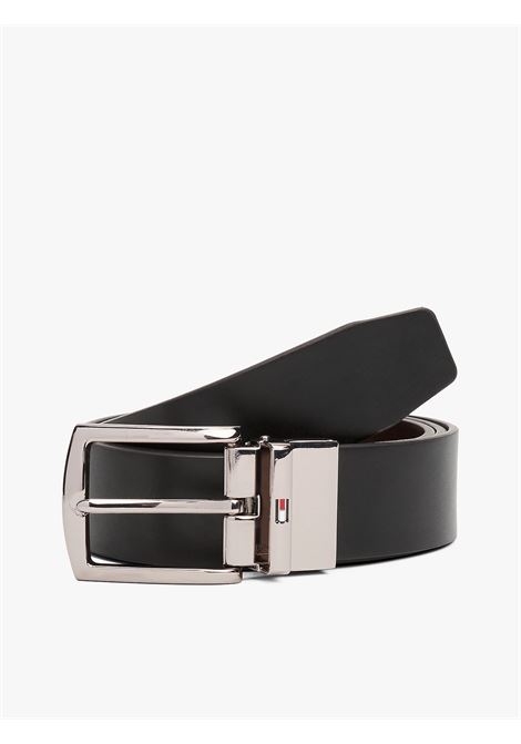 Cintura reversibile Denton in pelle nero - moro TOMMY HILFIGER | AM0AM130120HD