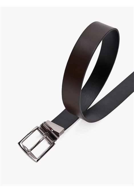 Cintura reversibile Denton in pelle nero - moro TOMMY HILFIGER | AM0AM130120HD